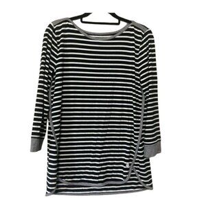 Talbots EUC size M UPF 50 classic black/white stripe nautical 3/4 sleeve top